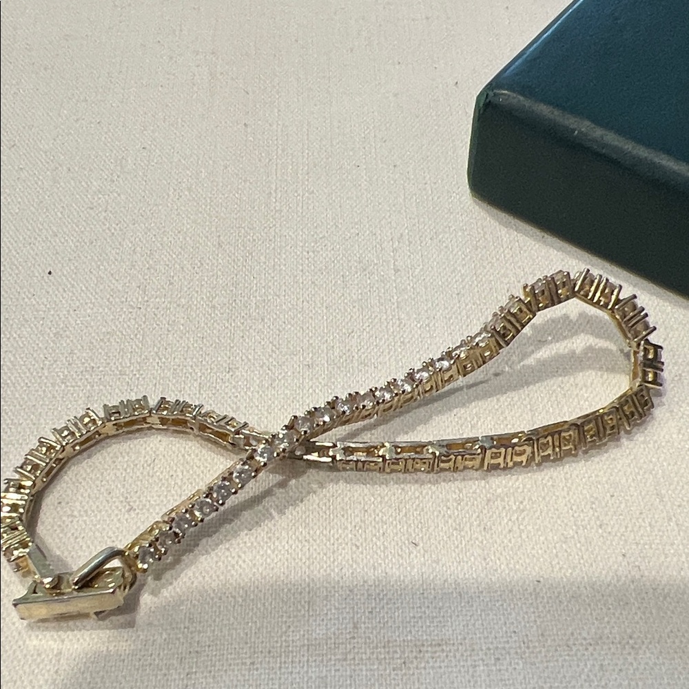 Gold Tone Tennis Bracelet 7”